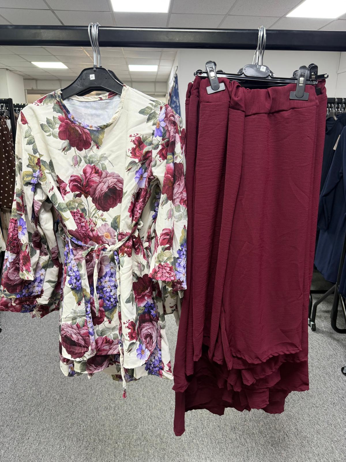 Casual Long Sleeve Blouse and Skirt Combo - MANSURI FASHIONS