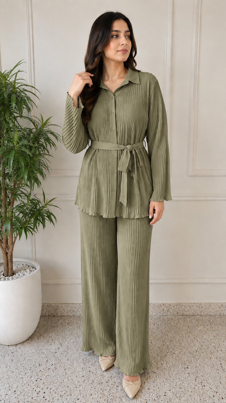 Elegant Pleated Co-Ord Set for Women | Stylish Modest Fashion Outfit