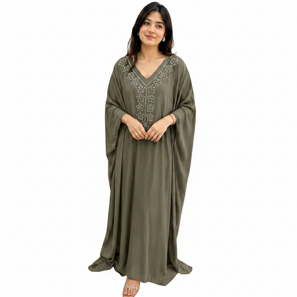 Elegant Embellished Kaftan Maxi Dress | Modest Kaftan Abaya
