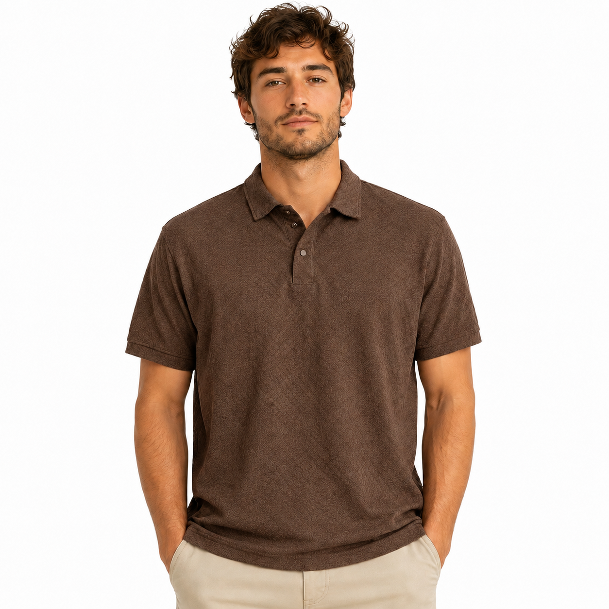 Premium Half-Sleeve Jacquard Polo Shirt