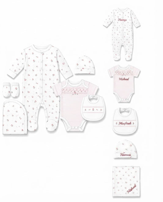 Personalised Baby Mesh Bag Gift Set - Floral