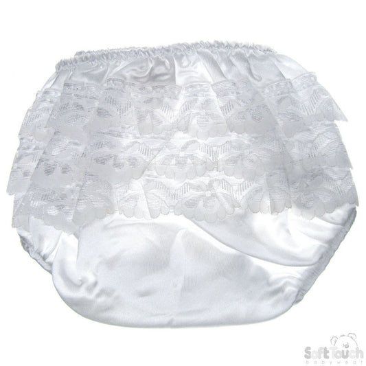 White Satin Frilly Pants  FP03-SW