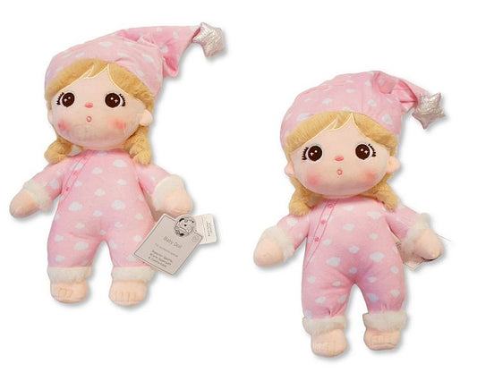 Baby Girls Soft Doll with Pink All-in One and Hat (32cm) (PK6) GP-25-1323