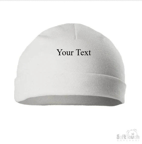 Infants Plain White Hat H3-W — personalization preview