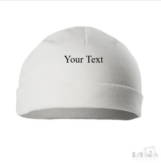 Infants Plain White Hat H3-W — personalization preview