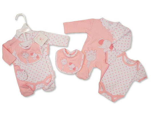 Premature Baby Girls 4 Pieces Set - Elephant and Giraffe (3-8lbs) (PK6)  PB-20-737P