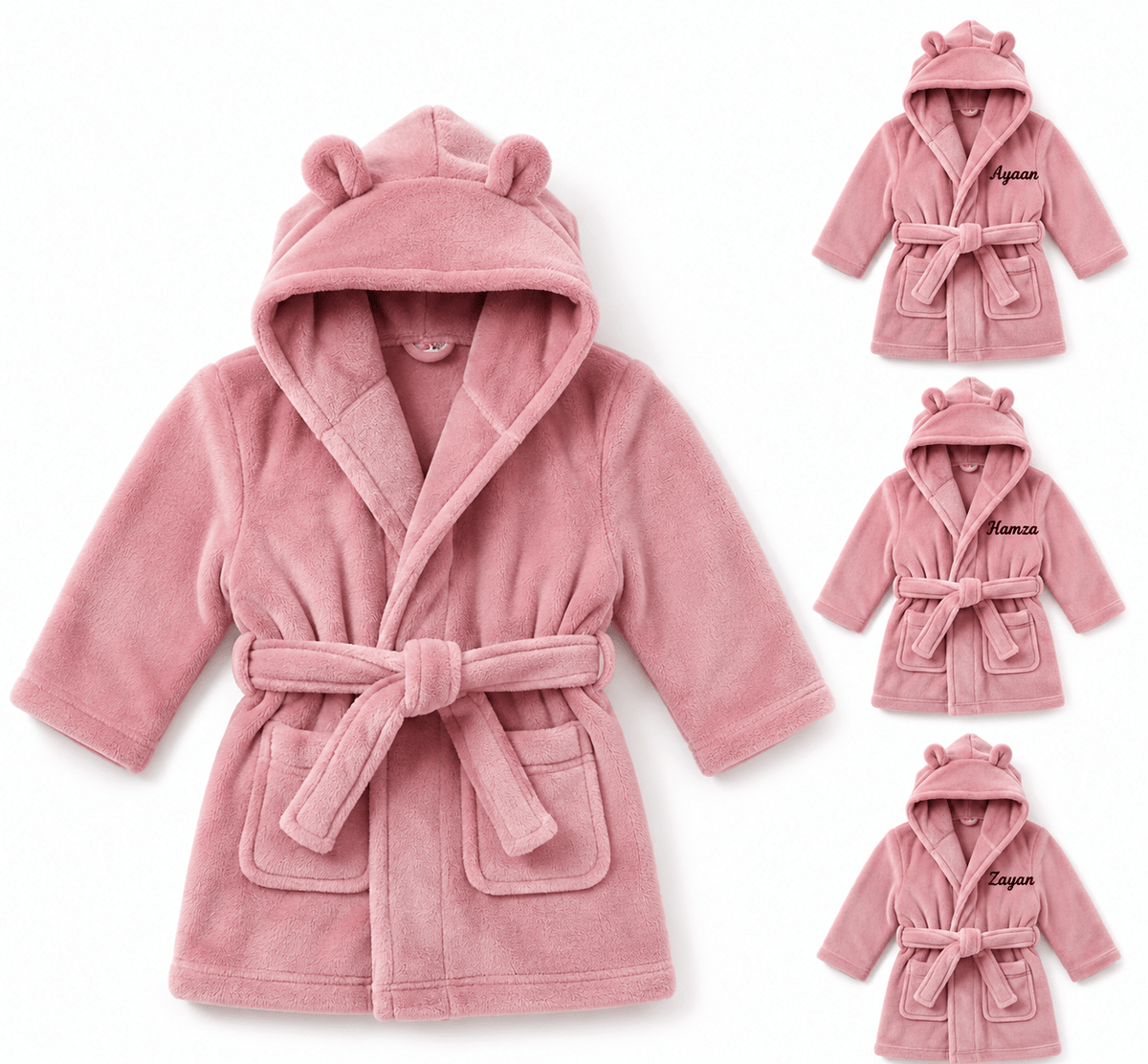 Personalised Baby Hooded Dressing Gown | Plush Fleece Bathrobe - MANSURI FASHIONS