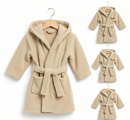 Personalised Baby Hooded Dressing Gown | Plush Fleece Bathrobe - MANSURI FASHIONS