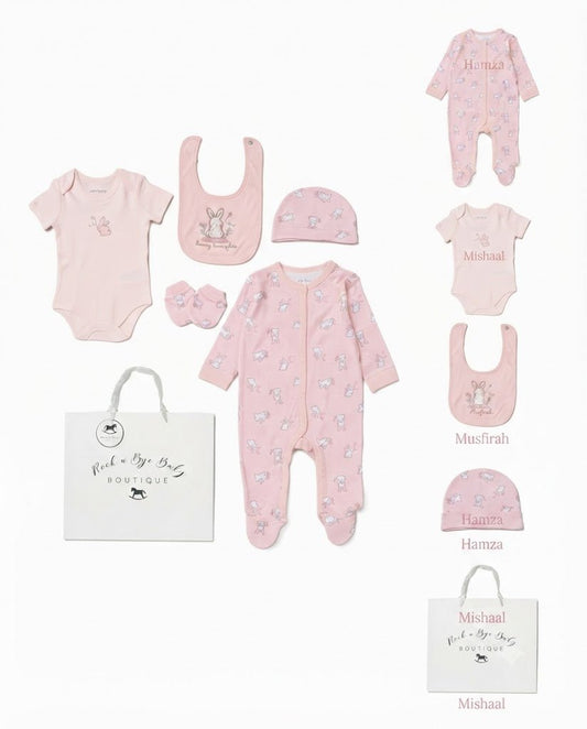 Personalised Baby Mesh Bag Gift Set - Bunny - MANSURI FASHIONS