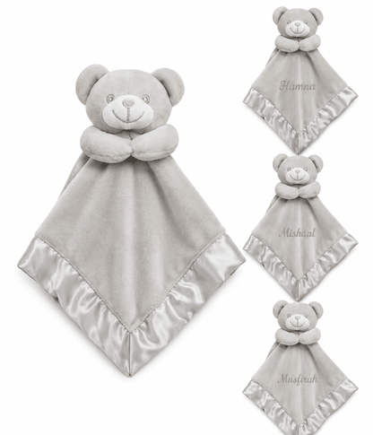 Personalised Bear Comforter With Satin Back - MANSURI FASHIONS