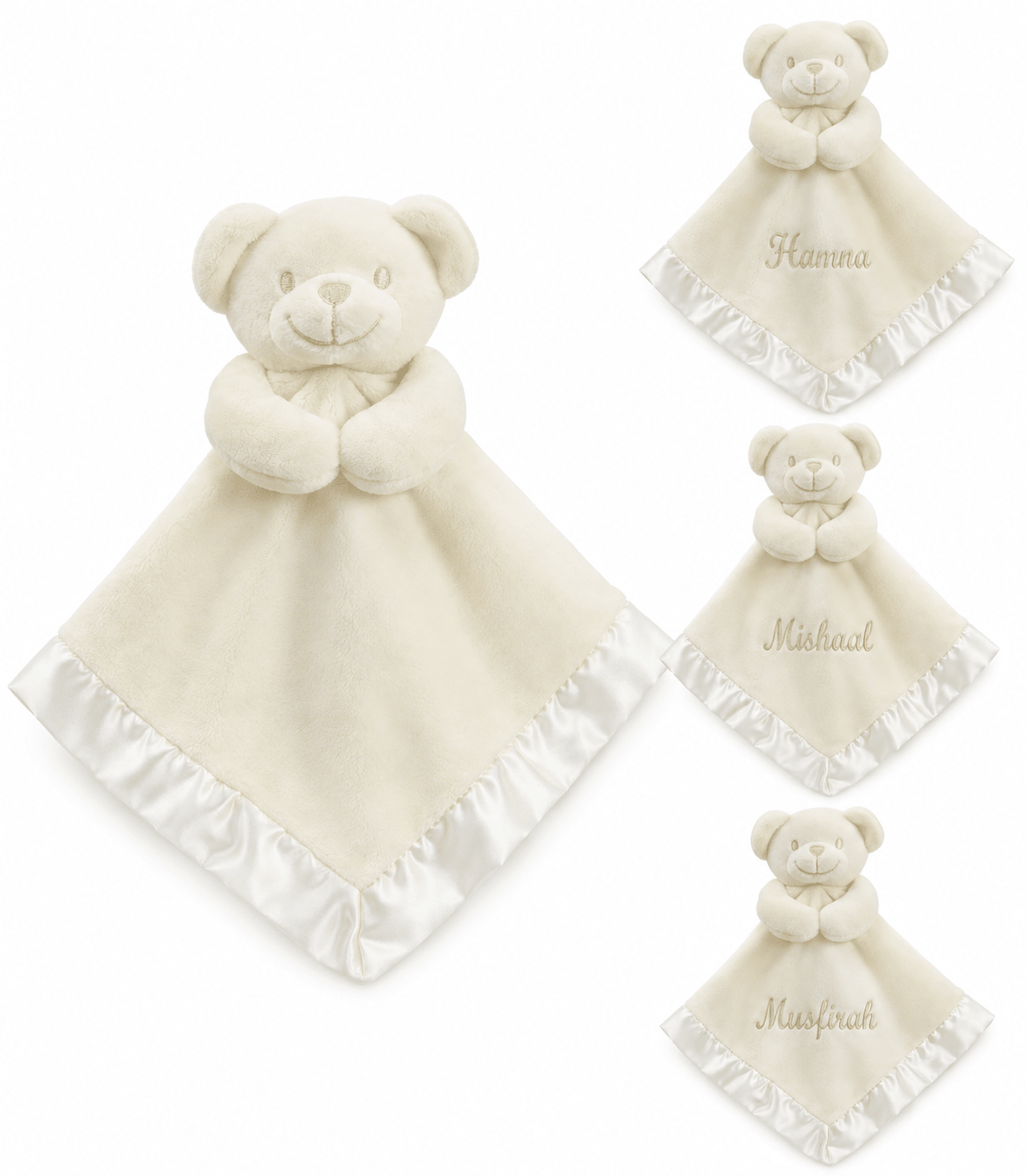 Personalised Bear Comforter With Satin Back - MANSURI FASHIONS