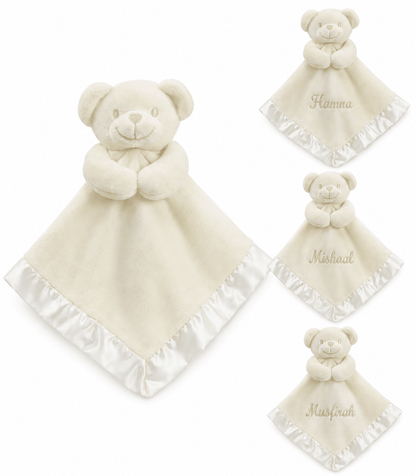 Personalised Bear Comforter With Satin Back - MANSURI FASHIONS