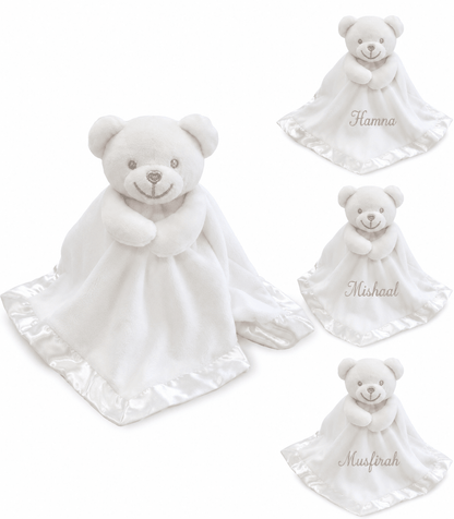 Personalised Bear Comforter With Satin Back - MANSURI FASHIONS