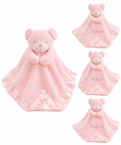 Personalised Bear Comforter With Satin Back - MANSURI FASHIONS