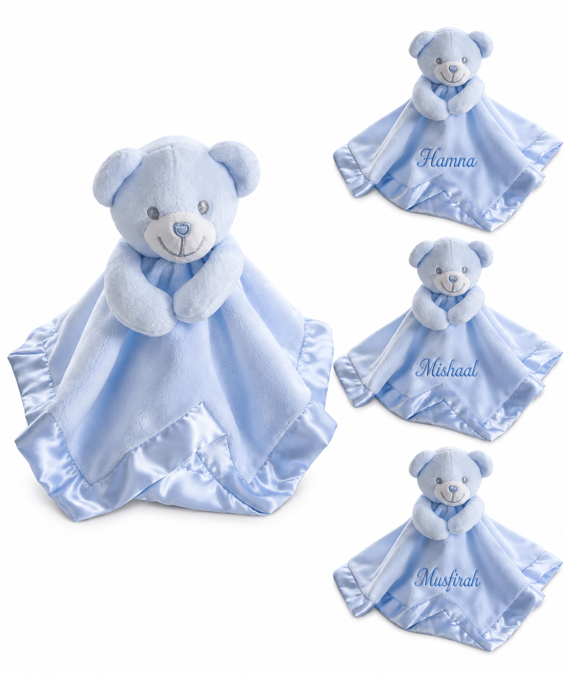 Personalised Bear Comforter With Satin Back - MANSURI FASHIONS