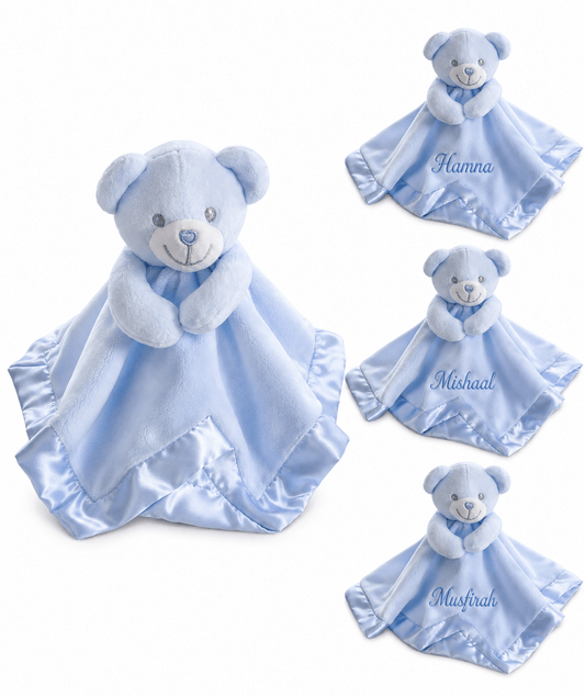 Personalised Bear Comforter With Satin Back - MANSURI FASHIONS