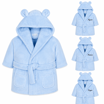 Personalised Boys Super Soft Hooded Dressing Gown - MANSURI FASHIONS