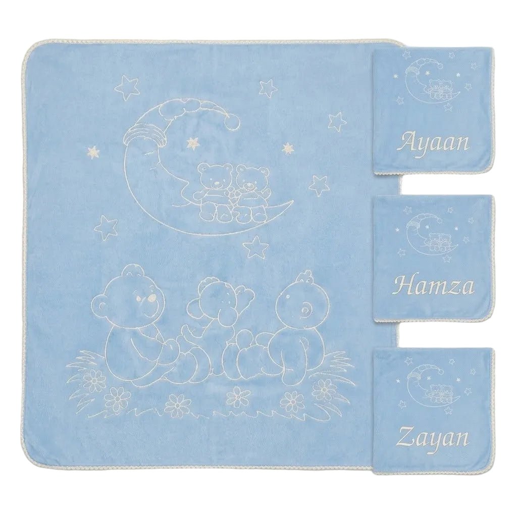 Personalised Embossed Baby Cot Blanket in Bag | Soft Baby Blanket - MANSURI FASHIONS