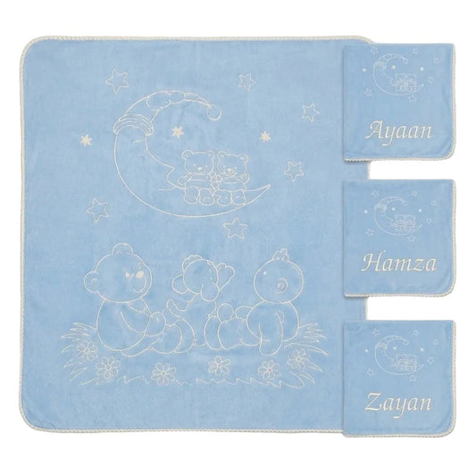 Personalised Embossed Baby Cot Blanket in Bag | Soft Baby Blanket - MANSURI FASHIONS