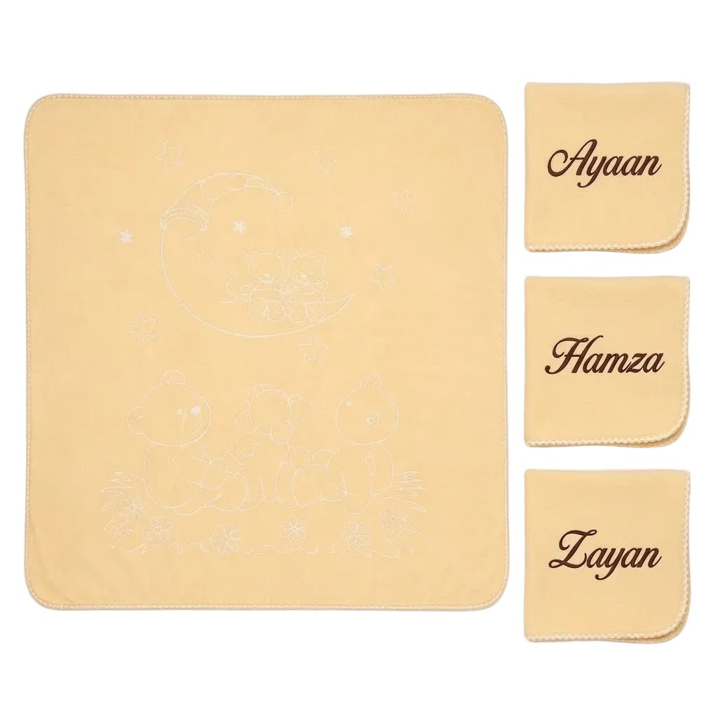 Personalised Embossed Baby Cot Blanket in Bag | Soft Baby Blanket - MANSURI FASHIONS