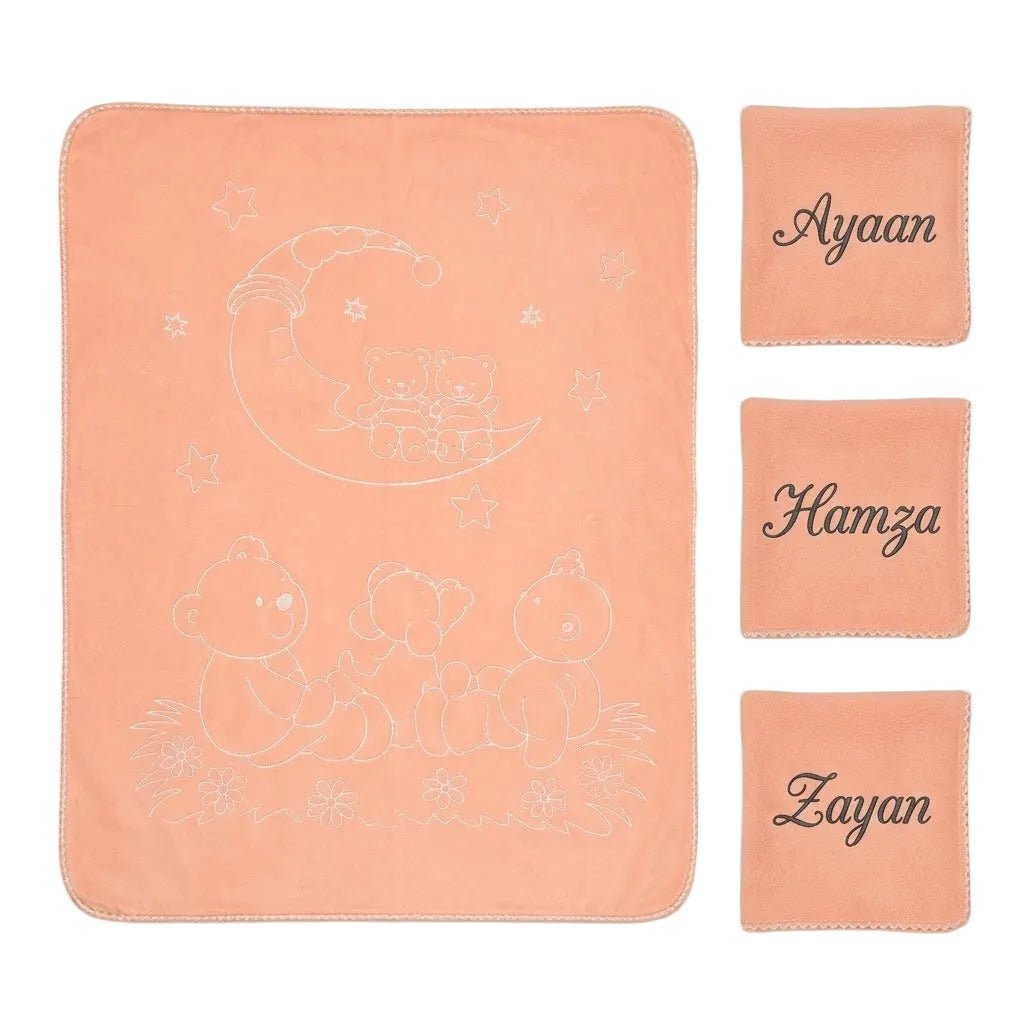 Personalised Embossed Baby Cot Blanket in Bag | Soft Baby Blanket - MANSURI FASHIONS