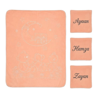Personalised Embossed Baby Cot Blanket in Bag | Soft Baby Blanket - MANSURI FASHIONS