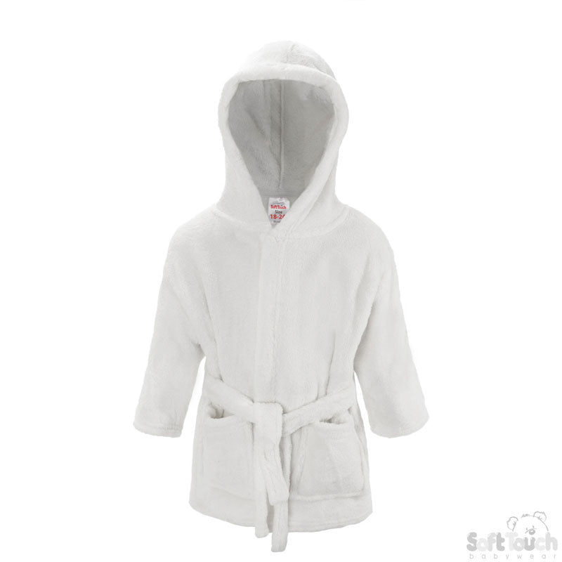 Personalised Infants Plain Hooded Fleece Robe | Soft Baby Dressing Gown - MANSURI FASHIONS