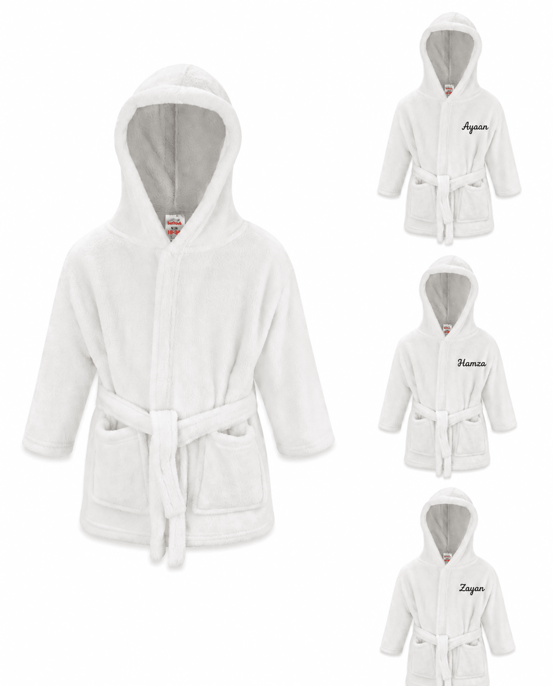 Personalised Infants Plain Hooded Fleece Robe | Soft Baby Dressing Gown - MANSURI FASHIONS