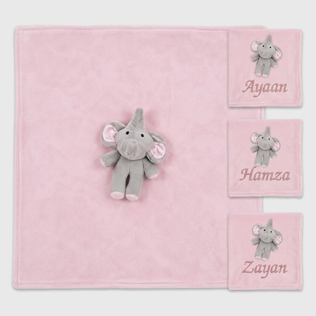 Personalised Luxury Baby Plush Blanket & Toy | Soft Baby Gift Set - MANSURI FASHIONS