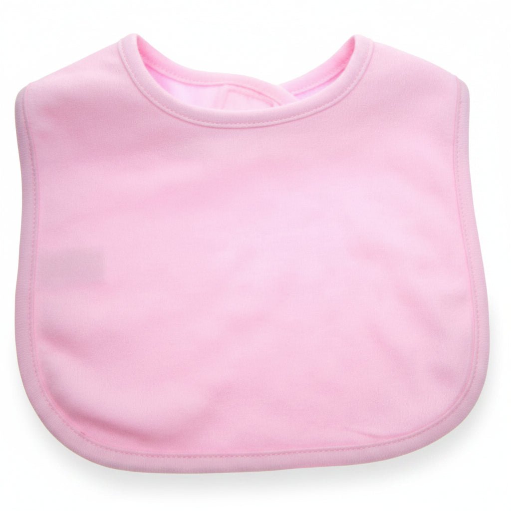 Personalised Plain Pink Velcro Baby Bib – Soft Cotton Infant Feeding Bib - MANSURI FASHIONS