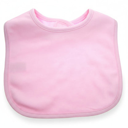Personalised Plain Pink Velcro Baby Bib – Soft Cotton Infant Feeding Bib - MANSURI FASHIONS