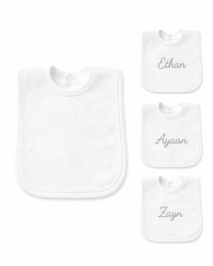 Personalised Plain Pop-On Baby Bibs – Soft Cotton Infant Feeding Bib - MANSURI FASHIONS