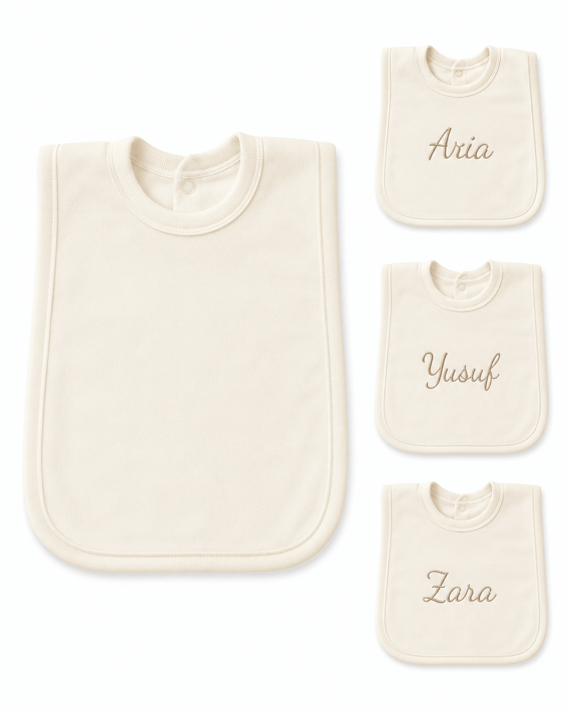 Personalised Plain Pop-On Baby Bibs – Soft Cotton Infant Feeding Bib - MANSURI FASHIONS