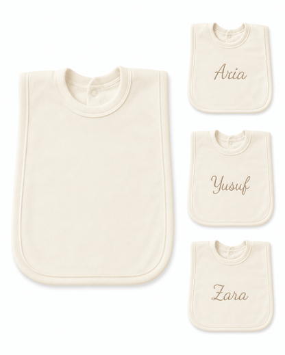 Personalised Plain Pop-On Baby Bibs – Soft Cotton Infant Feeding Bib - MANSURI FASHIONS