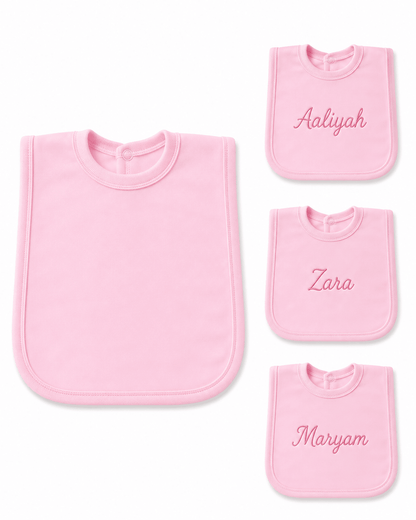 Personalised Plain Pop-On Baby Bibs – Soft Cotton Infant Feeding Bib - MANSURI FASHIONS