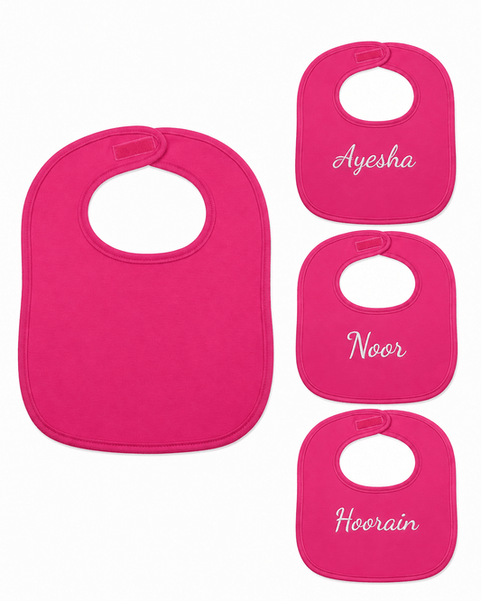 Personalised Plain Velcro Baby Bib – Soft Cotton Infant Feeding Bib - MANSURI FASHIONS