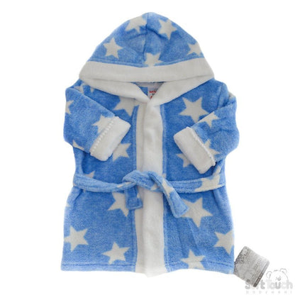 Personalised Star Print Coral Fleece Hooded Baby Robe | Soft Hooded Dressing Gown - MANSURI FASHIONS