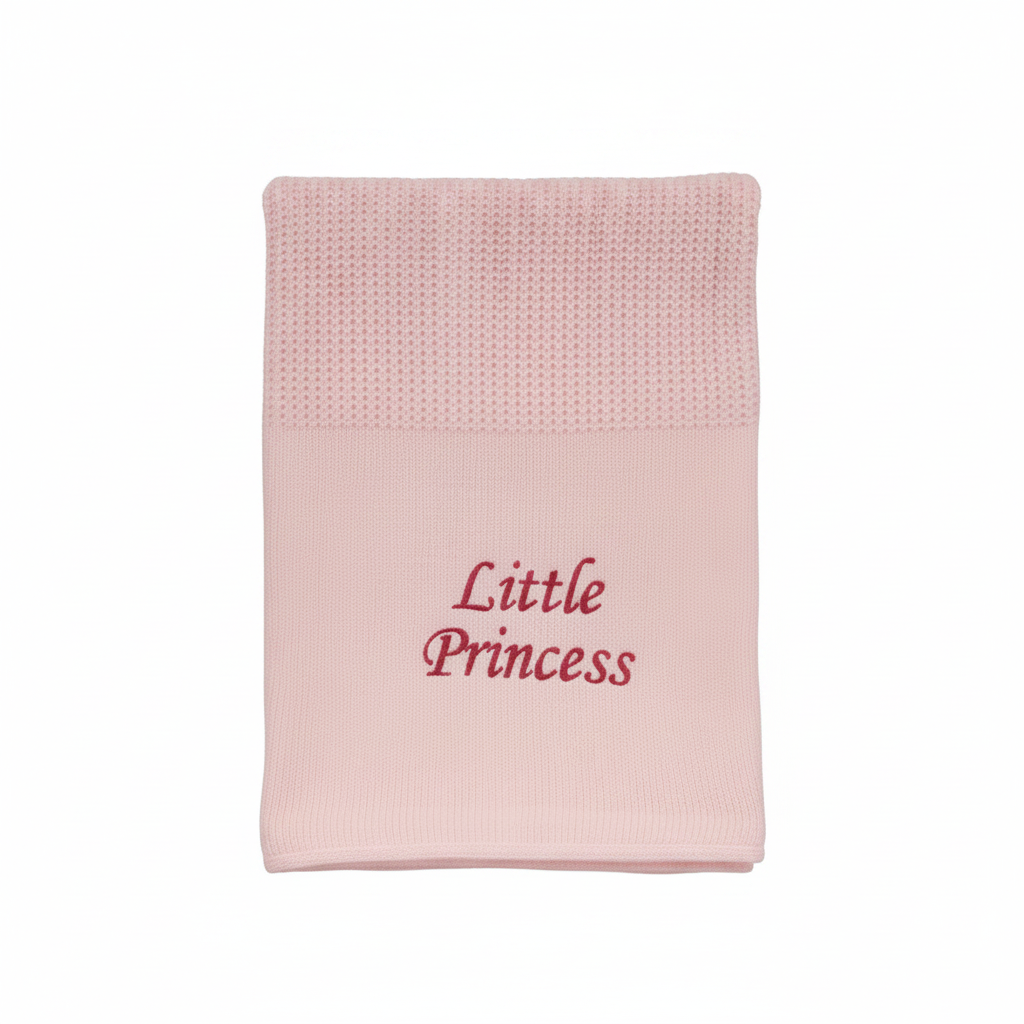 Personalized Baby Cellular Blanket with Embroidery