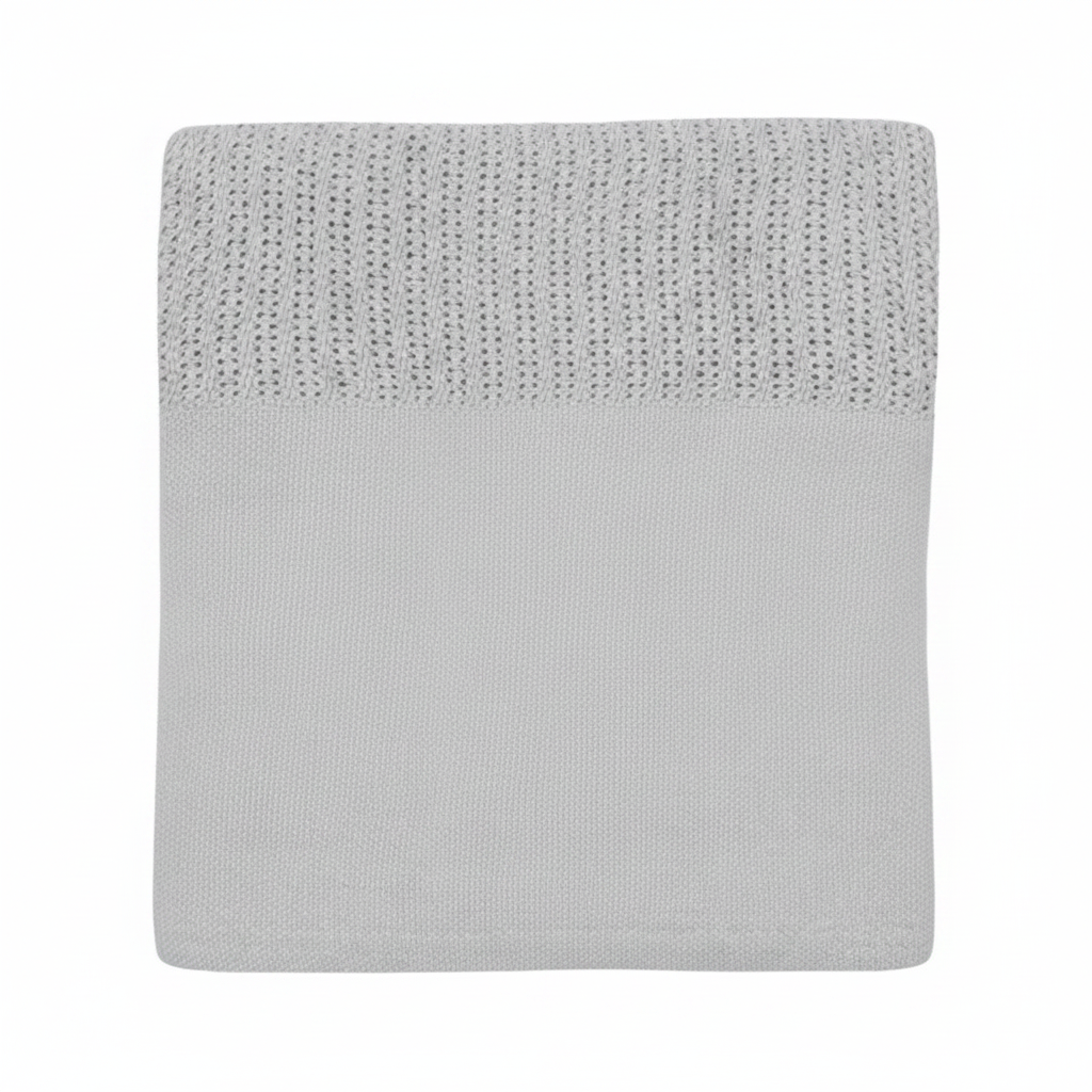 Personalized Baby Cellular Cotton Blanket with Plain Solid Panel