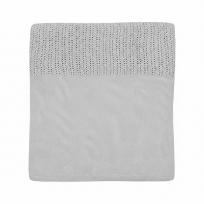 Personalized Baby Cellular Cotton Blanket with Plain Solid Panel