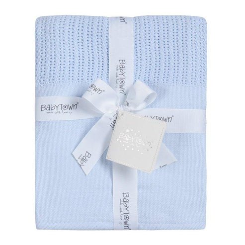Personalized Baby Cellular Cotton Blanket with Plain Solid Panel - MANSURI FASHIONS