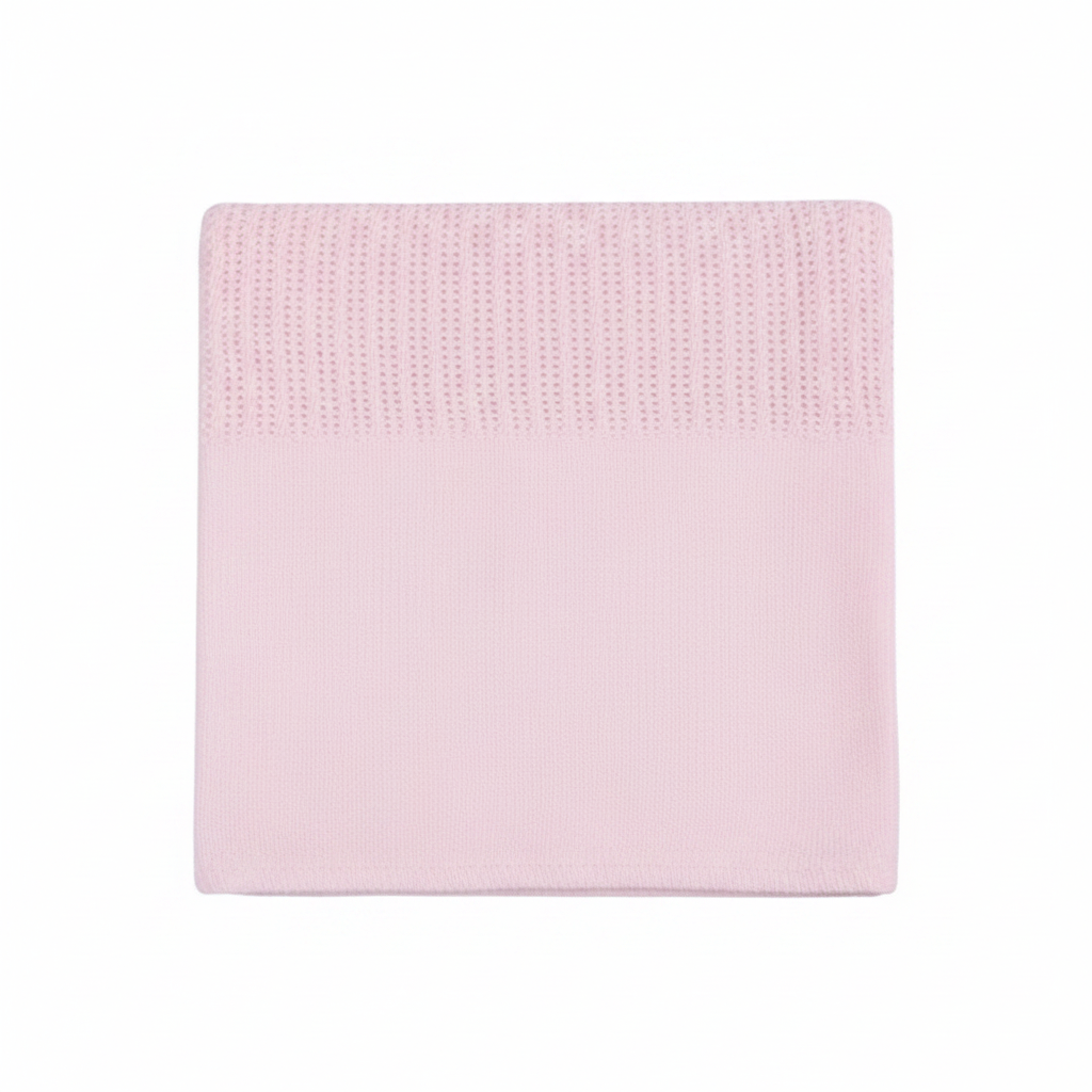 Personalized Baby Cellular Cotton Blanket with Plain Solid Panel