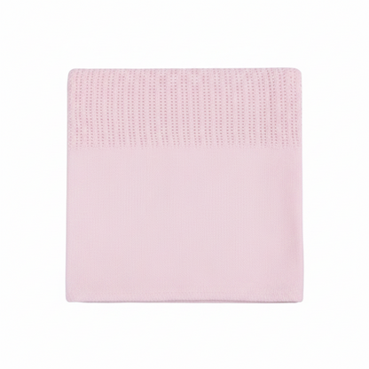 Personalized Baby Cellular Cotton Blanket with Plain Solid Panel