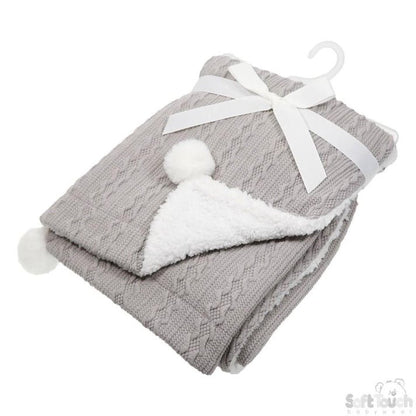 Personalized COFFEE CABLE KNIT WRAP W/POM POM - MANSURI FASHIONS