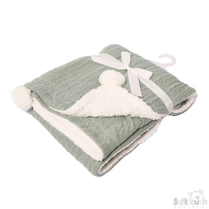 Personalized COFFEE CABLE KNIT WRAP W/POM POM - MANSURI FASHIONS