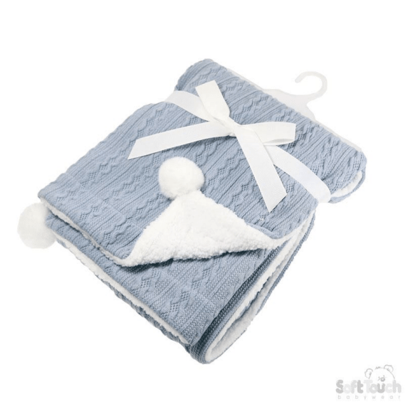 Personalized COFFEE CABLE KNIT WRAP W/POM POM - MANSURI FASHIONS