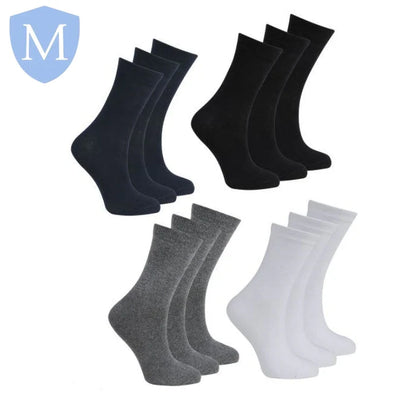 Plain Unisex Cotton Socks (3 Pairs) (POA) (Girls Hosiery) (Boys Hosiery)