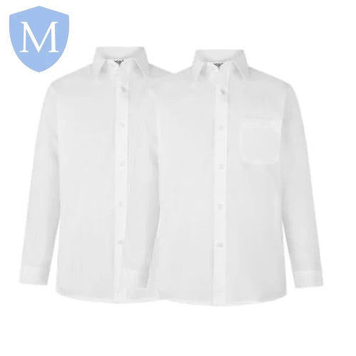 Plain Boys Full/Short Sleeved Shirt - White/Blue (Twin-Pack) (POA)
