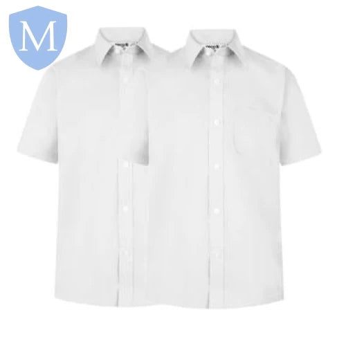 Plain Boys Full/Short Sleeved Shirt - White/Blue (Twin-Pack) (POA)
