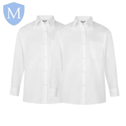 Plain Girls Full/Short Sleeved Blouse - White/Blue (Twin-Pack) (POA)